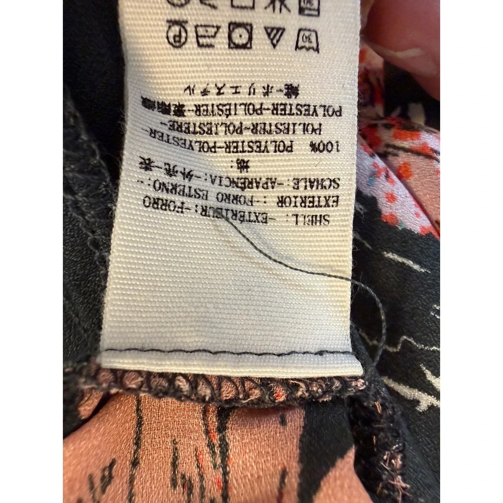 Free People‎ Floral Polka Dot Tunic Women Size S Black Boho Babydoll